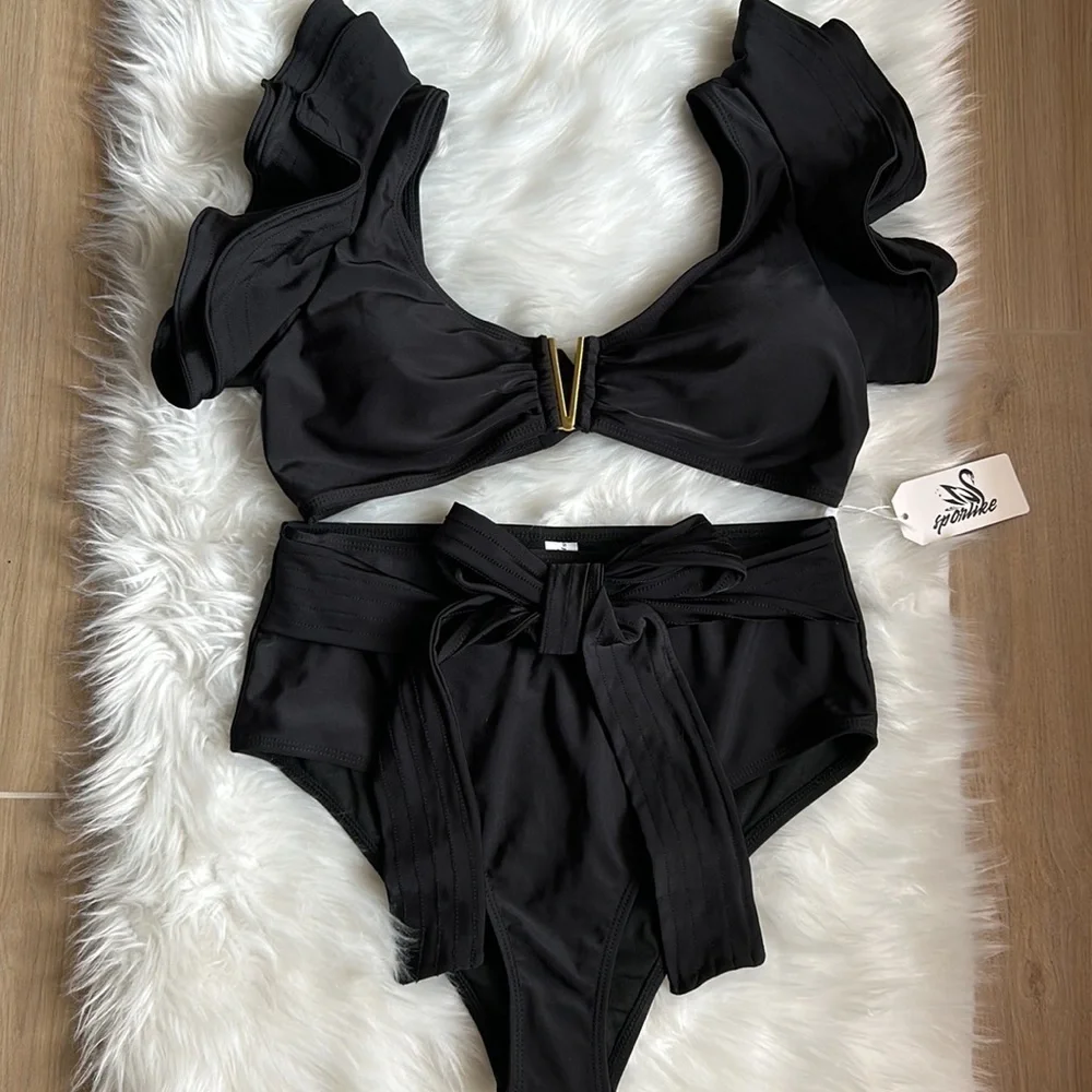 NWT 2 Piece Sexy Split Bikini Set Size Large